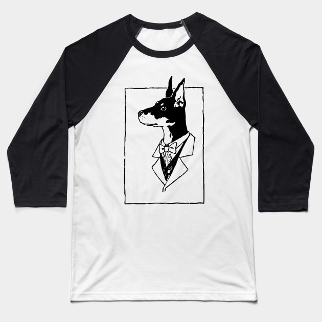 Dobermans Man Gentleman Blk Baseball T-Shirt by ebayson74@gmail.com